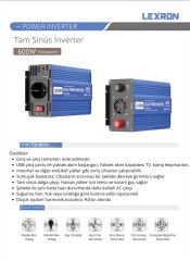 Lexron 600W 12V Tam Sinüs Inverter