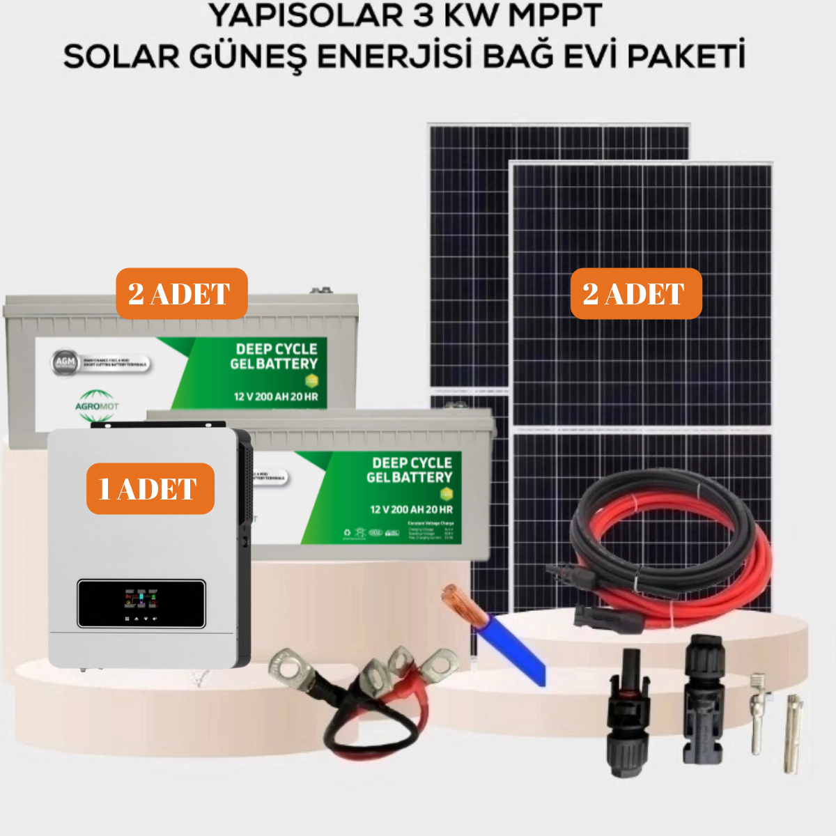 Yapısolar 3 Kw Mppt Monokristal Solar Güneş Enerjisi Bağ Evi Paketi