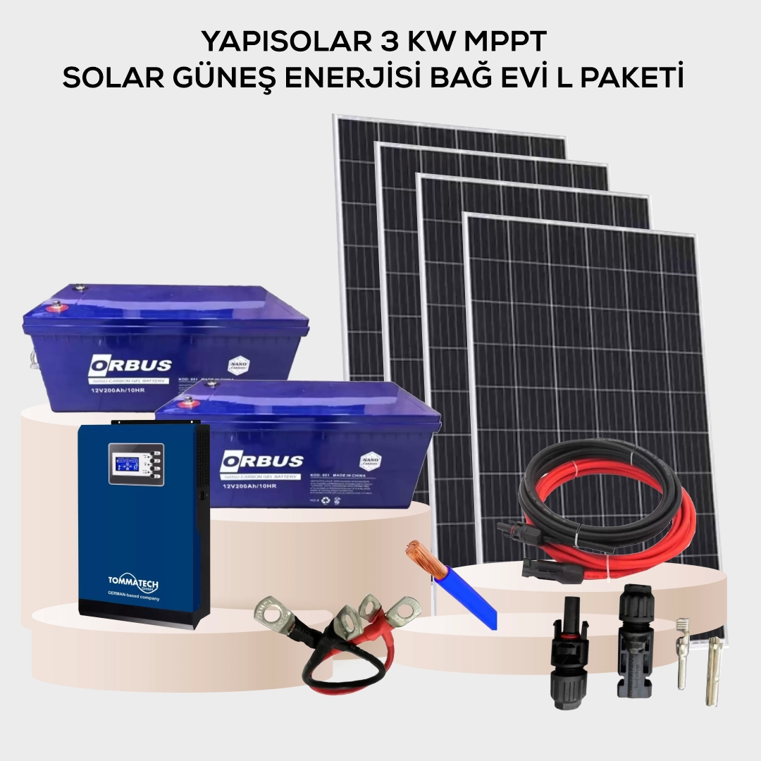 Yapısolar 3 Kw Mppt Solar Güneş Enerjisi Bağ Evi L Paketi