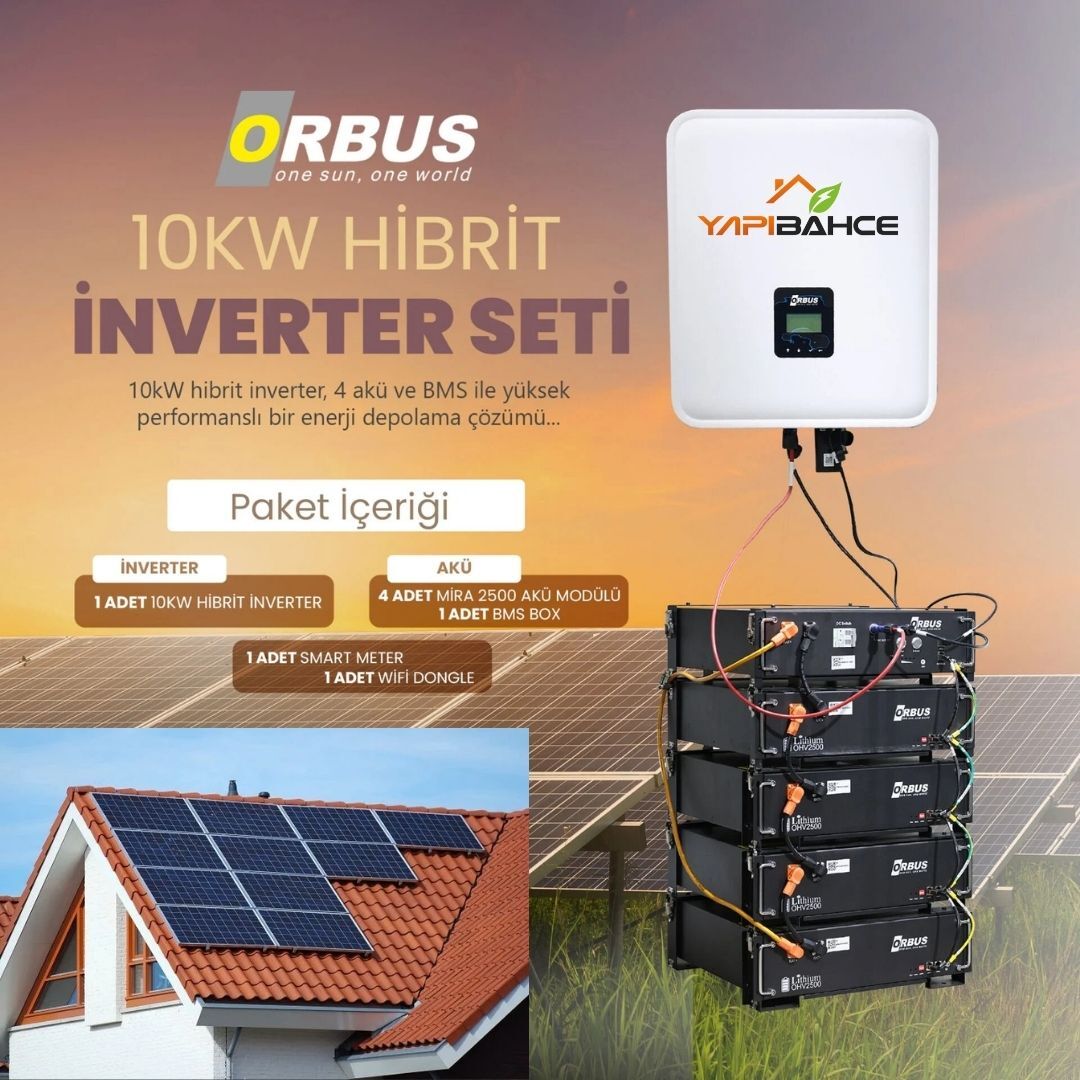 Orbus 10 kW On Grid Hibrit İnverter ve 10 kW Lityum Akü Paketi