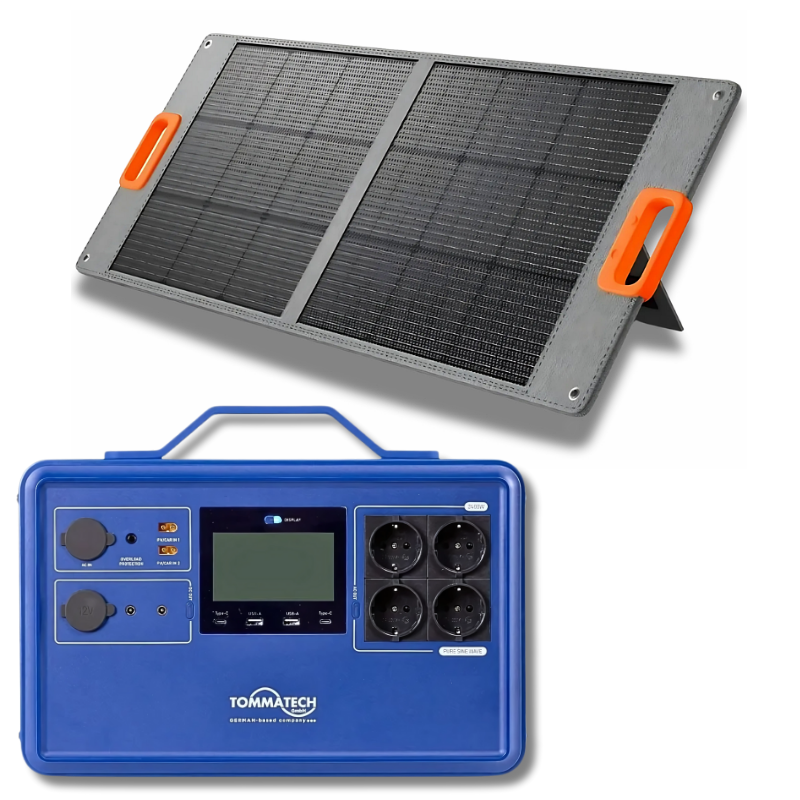 Tommatech 2400 W Taşınabilir Güç Kaynağı Katlanabilir Panel Paketi