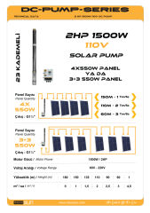 Mexxsun 2 Hp 1500 W 110 V Dc Pompa 150 Metre Derinlik (3RDC3.8-180-110-1500)