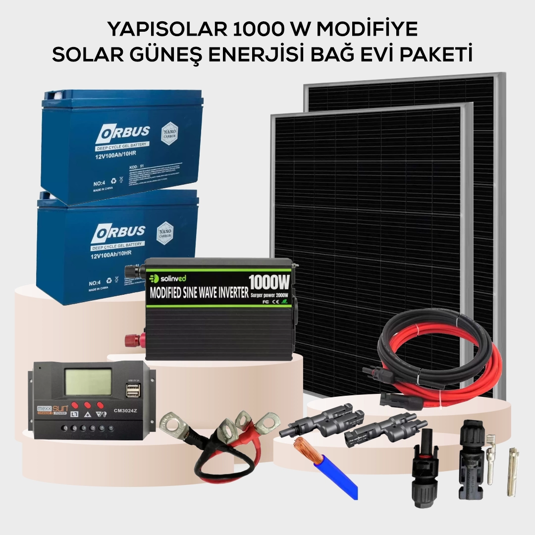Yapısolar 1000 W Solar Güneş Enerjisi Bağ Evi M Paketi