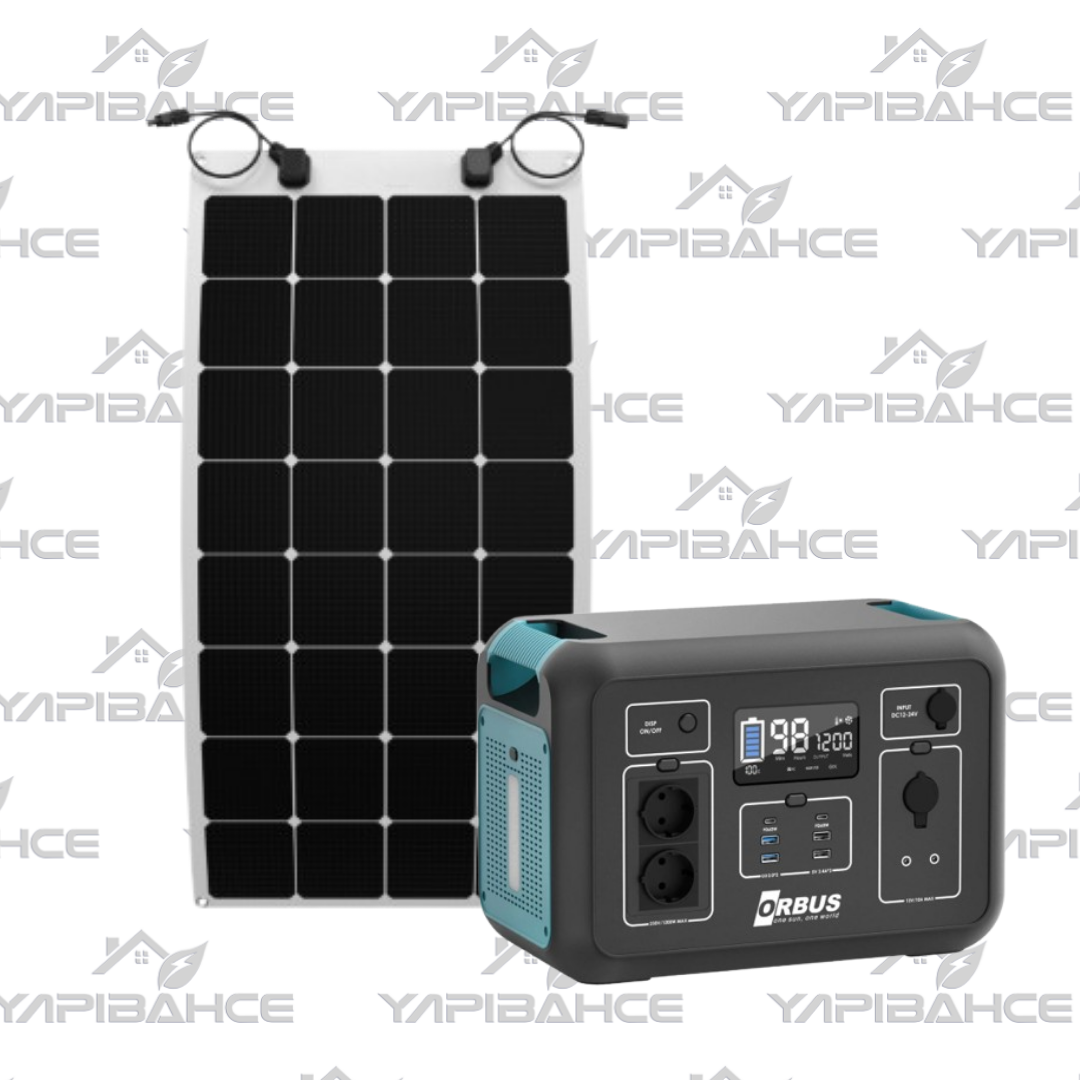 Yapı Solar Orbus 1200 W Taşınabilir Güç Kaynağı Power Station 110WP Esnek Panel Paketi