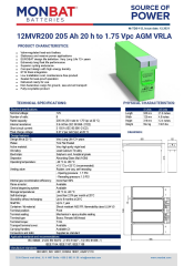 Monbat 12 Volt 200 Ah Agm Akü 12mvr200
