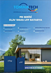 TommaTech 51.2V 100Ah LiFePO4 PB LFP Lityum Batarya