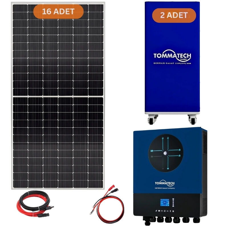 TommaTech 30 kW Lityum Akülü 11 kW MPPT İnverterli Hazır Solar Enerji Paketi
