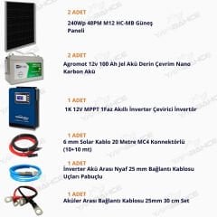 Yapısolar 1 Kw Mppt Solar Güneş Enerjisi Bağ Evi M Paketi