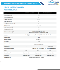 TommaTech Marine 25.6 V 100 Ah LİFEPO4 ABS+PC Kasa Lityum Batarya