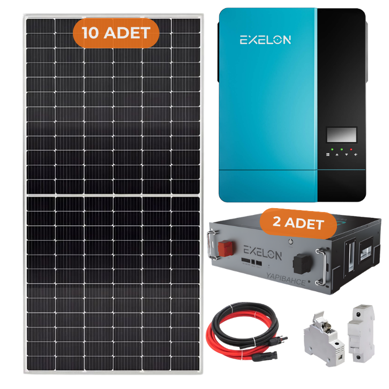 Exelon 11 kW İnverterli 10 kWh Lityum Akülü Solar Enerji Paketi